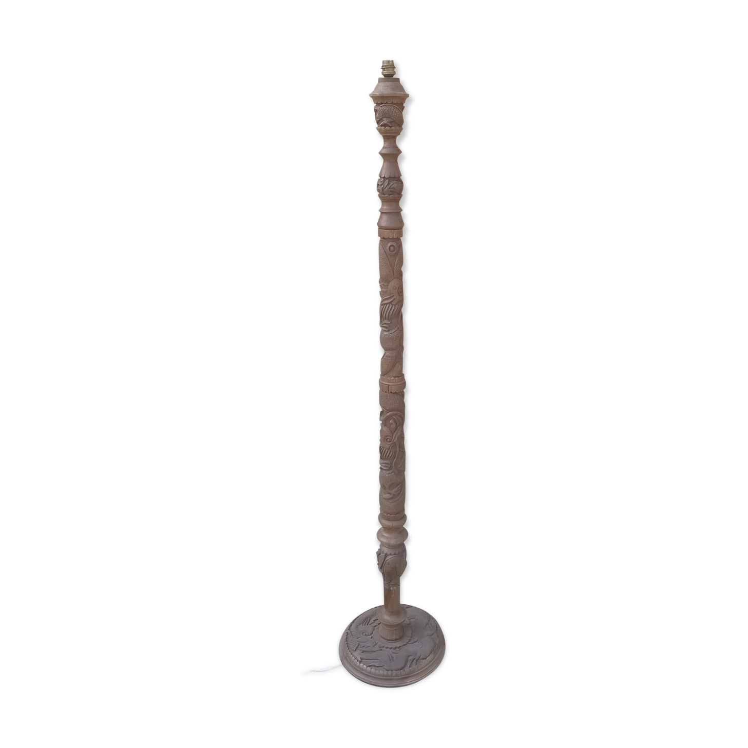 Lampadaire bois sculpté chinois