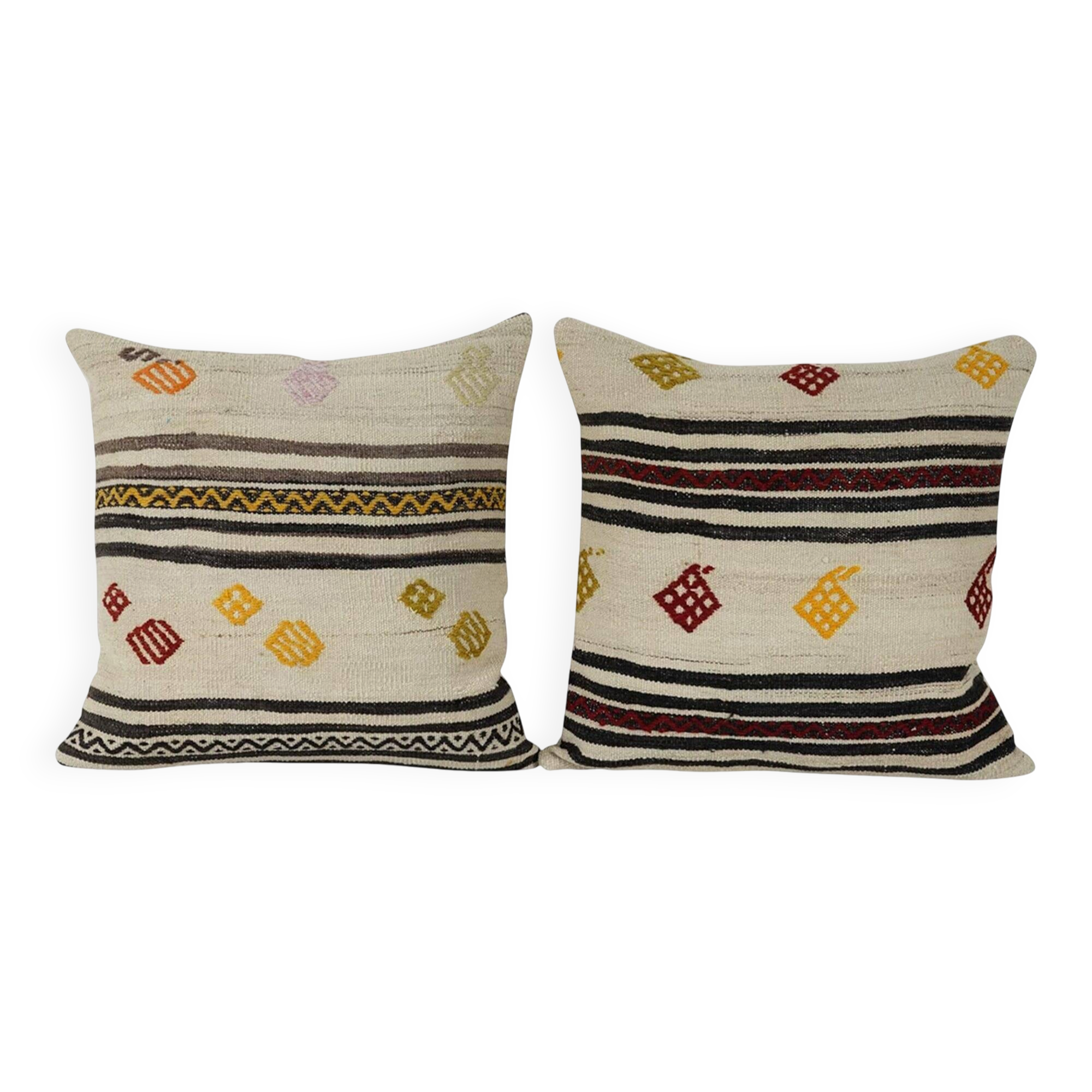 Set of 2 vintage kilim cushion covers 61x61 cm