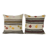 Set of 2 vintage kilim cushion covers 61x61 cm