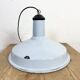 Lampe à suspension industrielle en émail bleu clair, années 1960