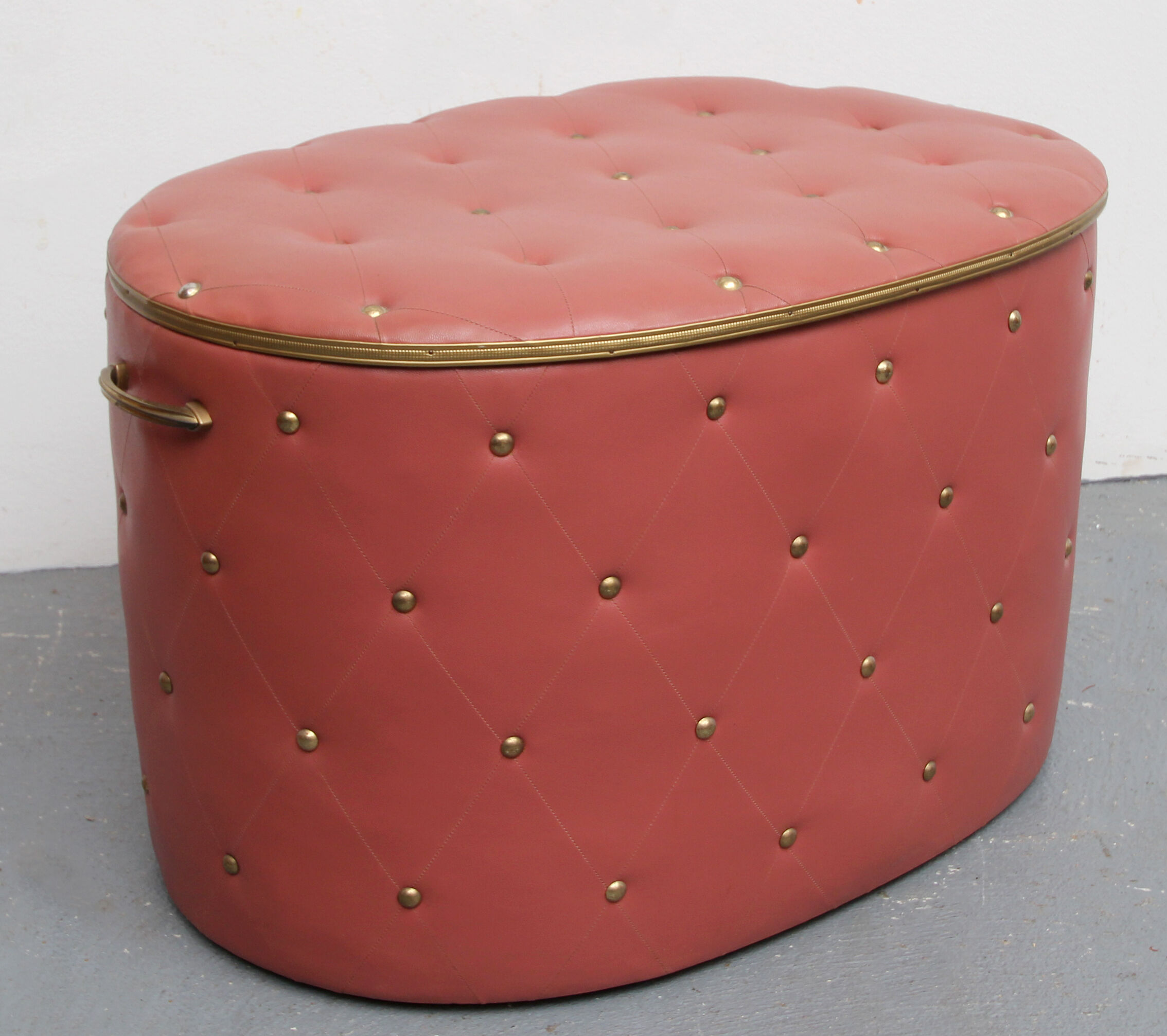 1950s linen chest in dark pink