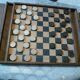Double-sided board for checkers and chess in wood