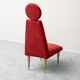 Vintage high-back chair in red fabric, 1960s design
