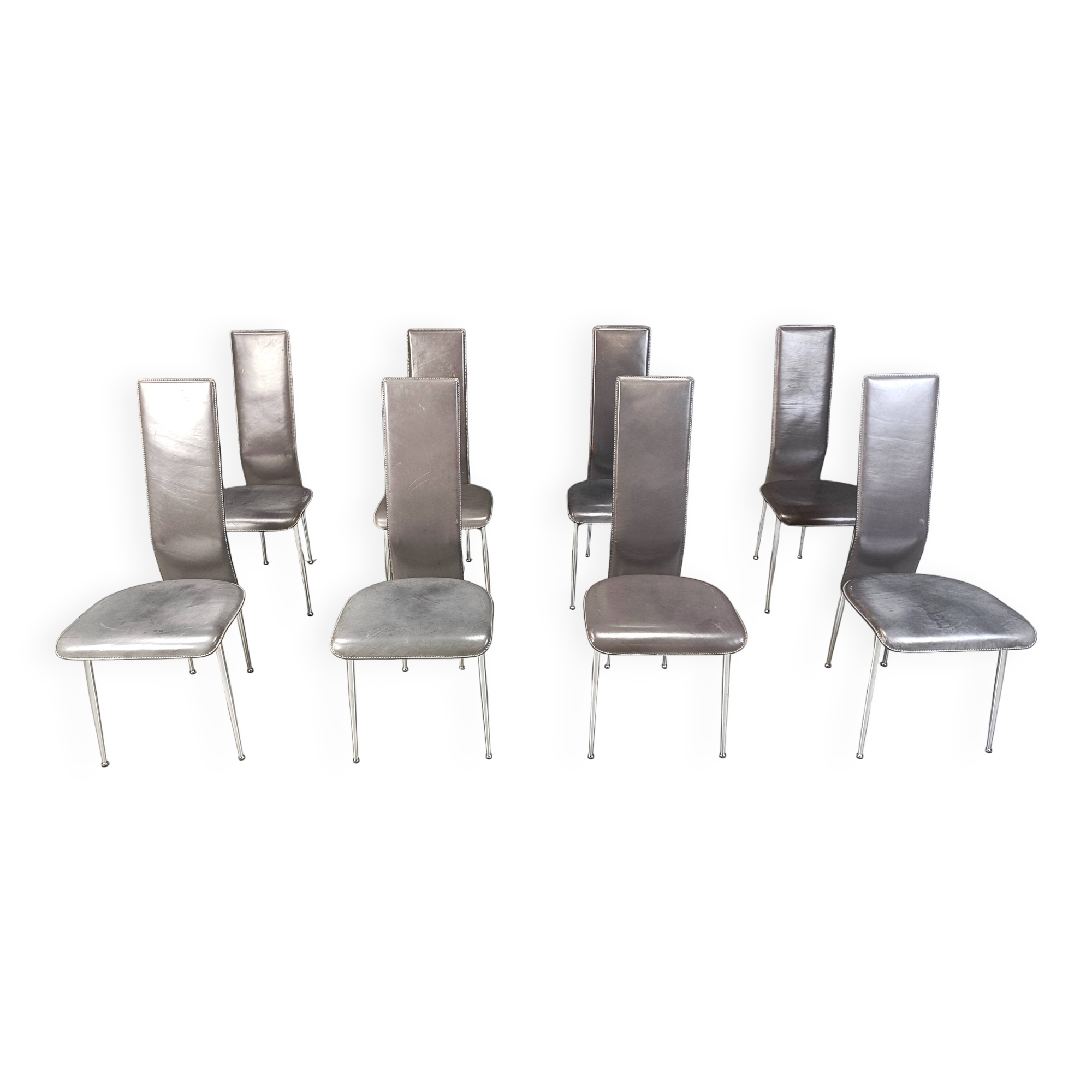 Vintage dining chairs by Giancarlo Vegni for Fasem, set of 8, 1980s