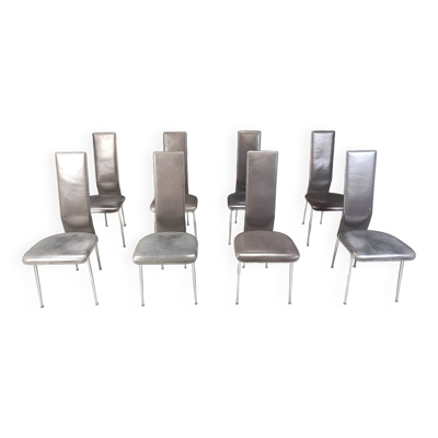 8 chaises de salle à manger de Giancarlo Vegni pour Fasem, années 1980