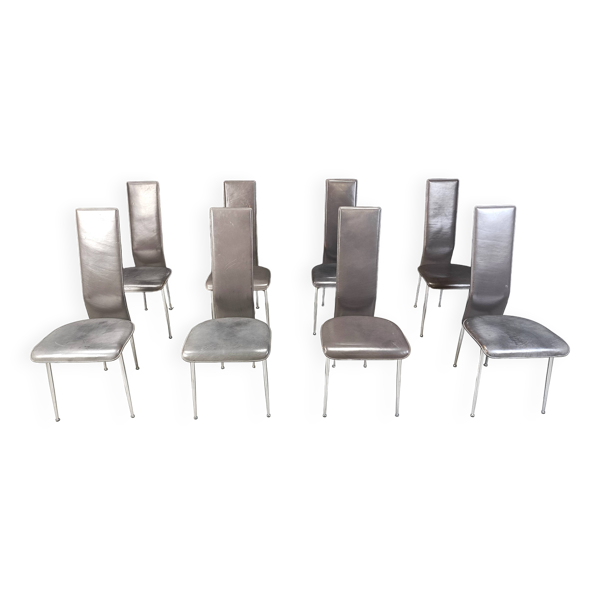 8 chaises de salle à manger de Giancarlo Vegni pour Fasem, années 1980