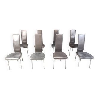 Vintage dining chairs by Giancarlo Vegni for Fasem, set of 8, 1980s