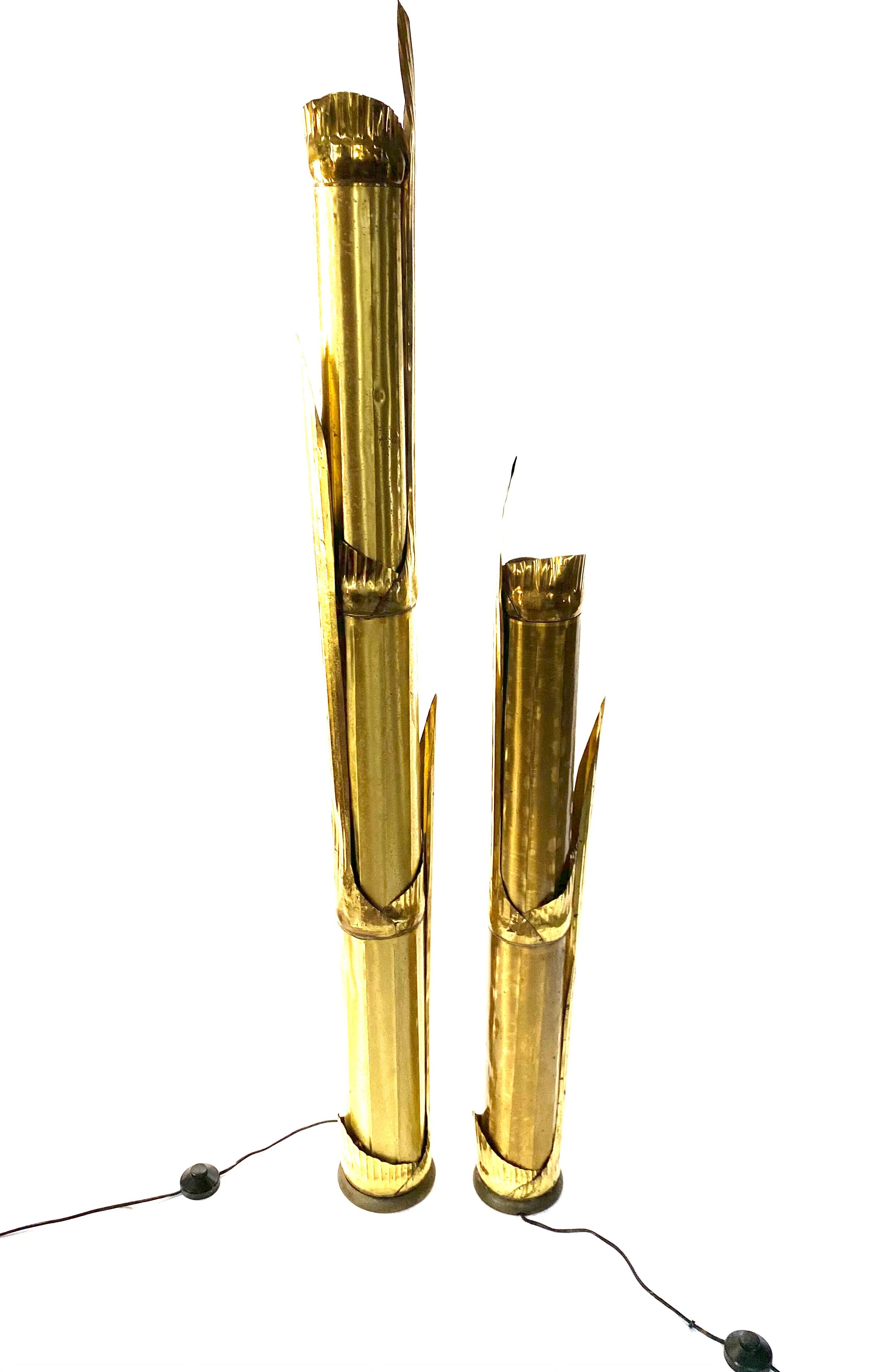 Pair of lampposts "Canna di Bambù" created by G&C studio and Disegno Rome, Italy, 1970