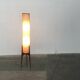 Mid-century tripod rocket floor lamp in teak, 1960s.