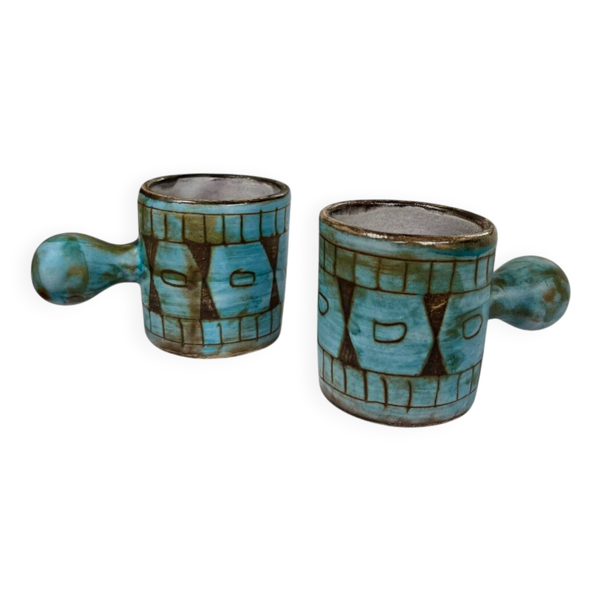 Pair of ceramic cups signed A. Maunier, Vallauris