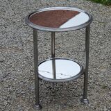 Art Deco side table, end table in chromed metal and mirror, 1930