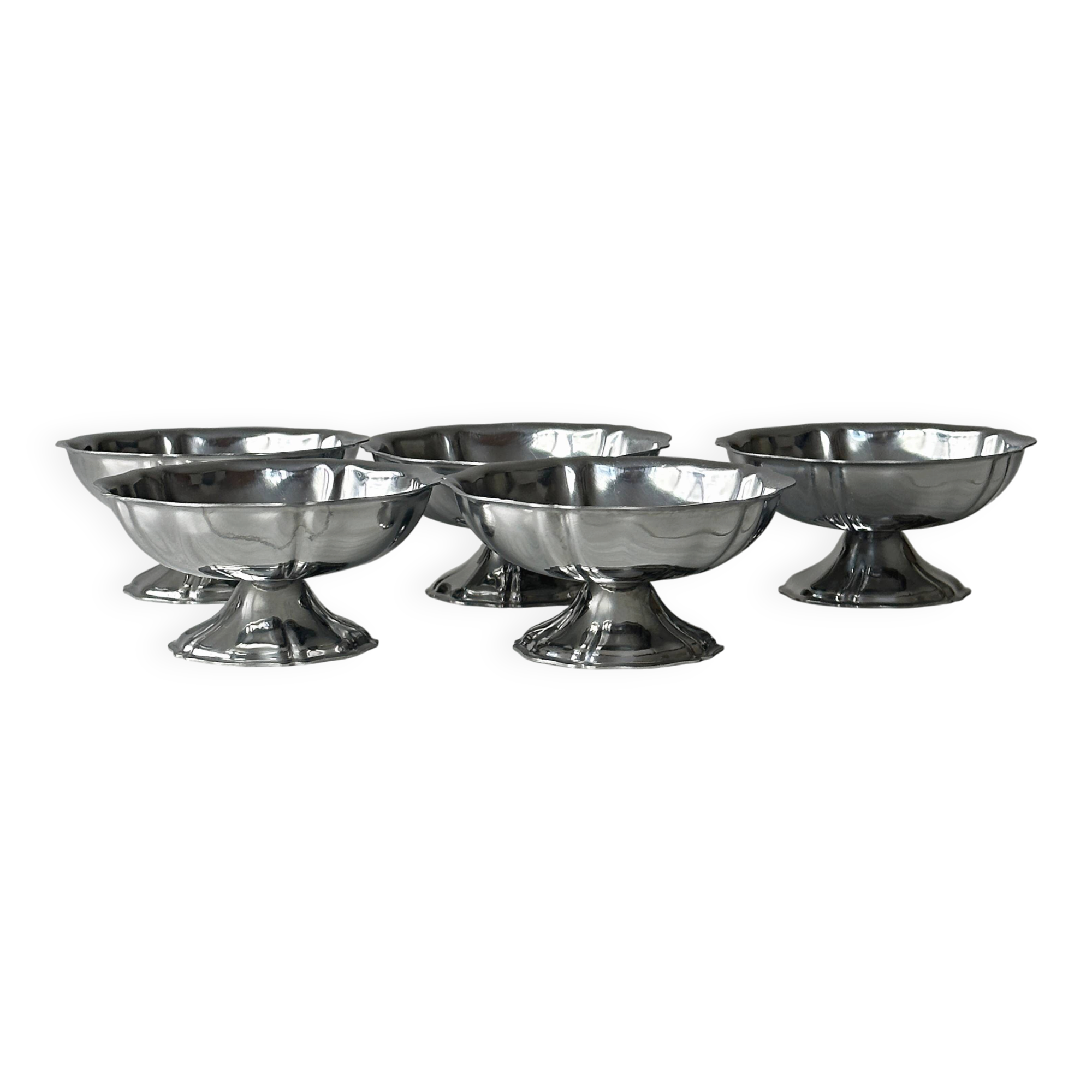 Set of 5 vintage silver-plated ice cream cups