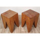 Pair of brutalist stools in solid fir