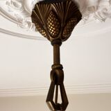 Opaline and brass chandelier