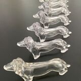 8 plastic knife holders, 70s, dachshund shape