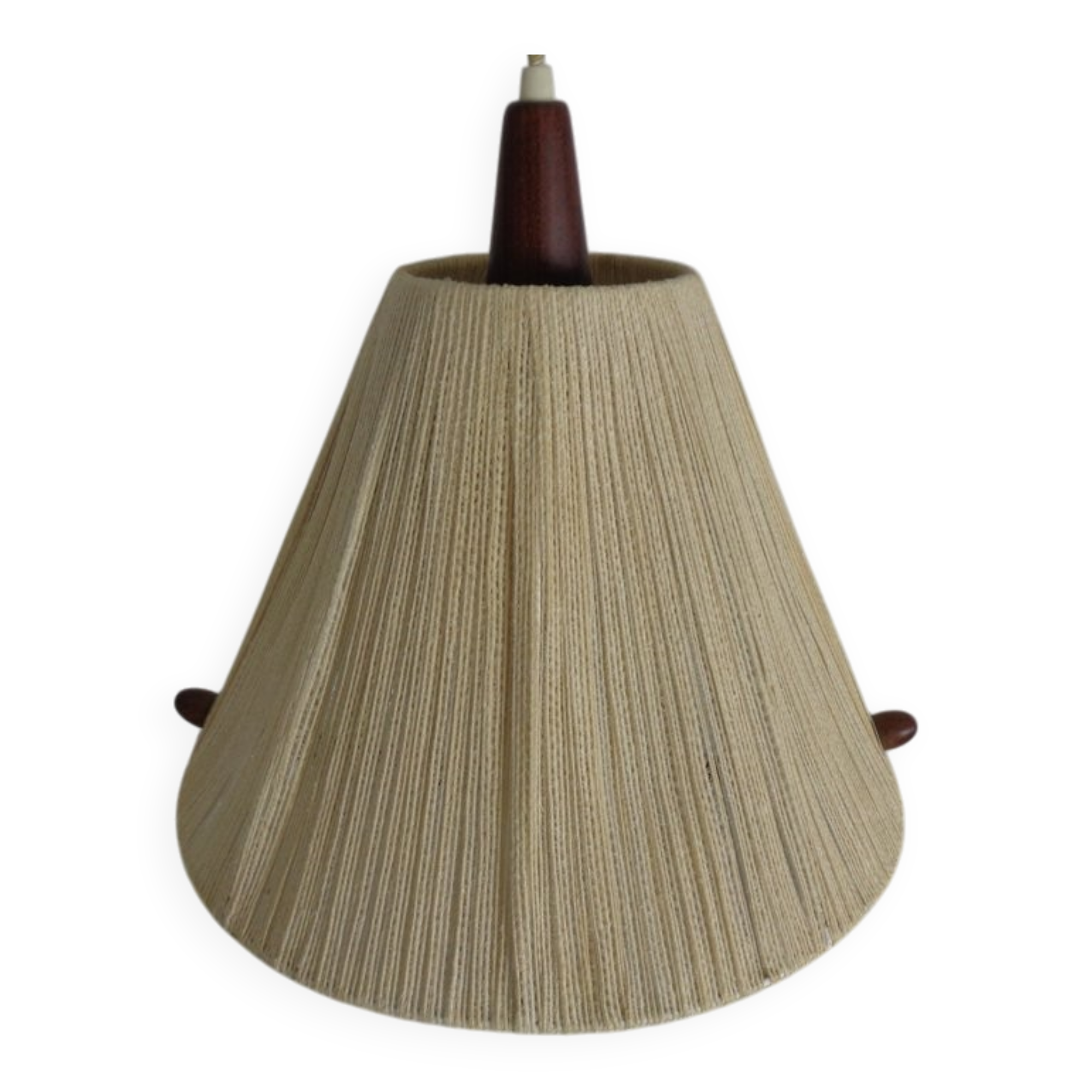 Teak and sisal ceiling lamp from Temde, 1960s