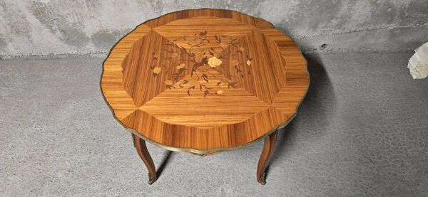 Guéridon de salon en marqueterie – style Louis XV, XXè siècle