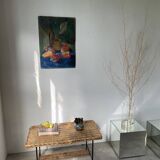 Woven wicker and metal coffee table 1960