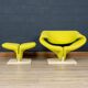 A 20thC RIBBON CHAIR & FOOTSTALL BY PIERRE PAULIN FOR ARTIFORT, FRANCE