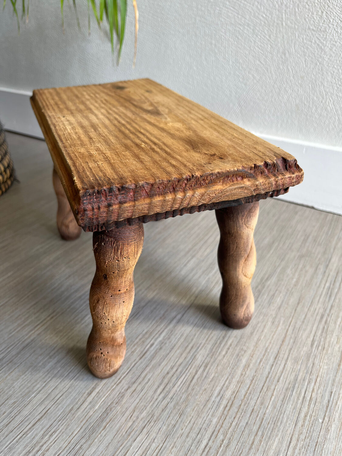 Small bench / wooden stool (bobbin decor) I