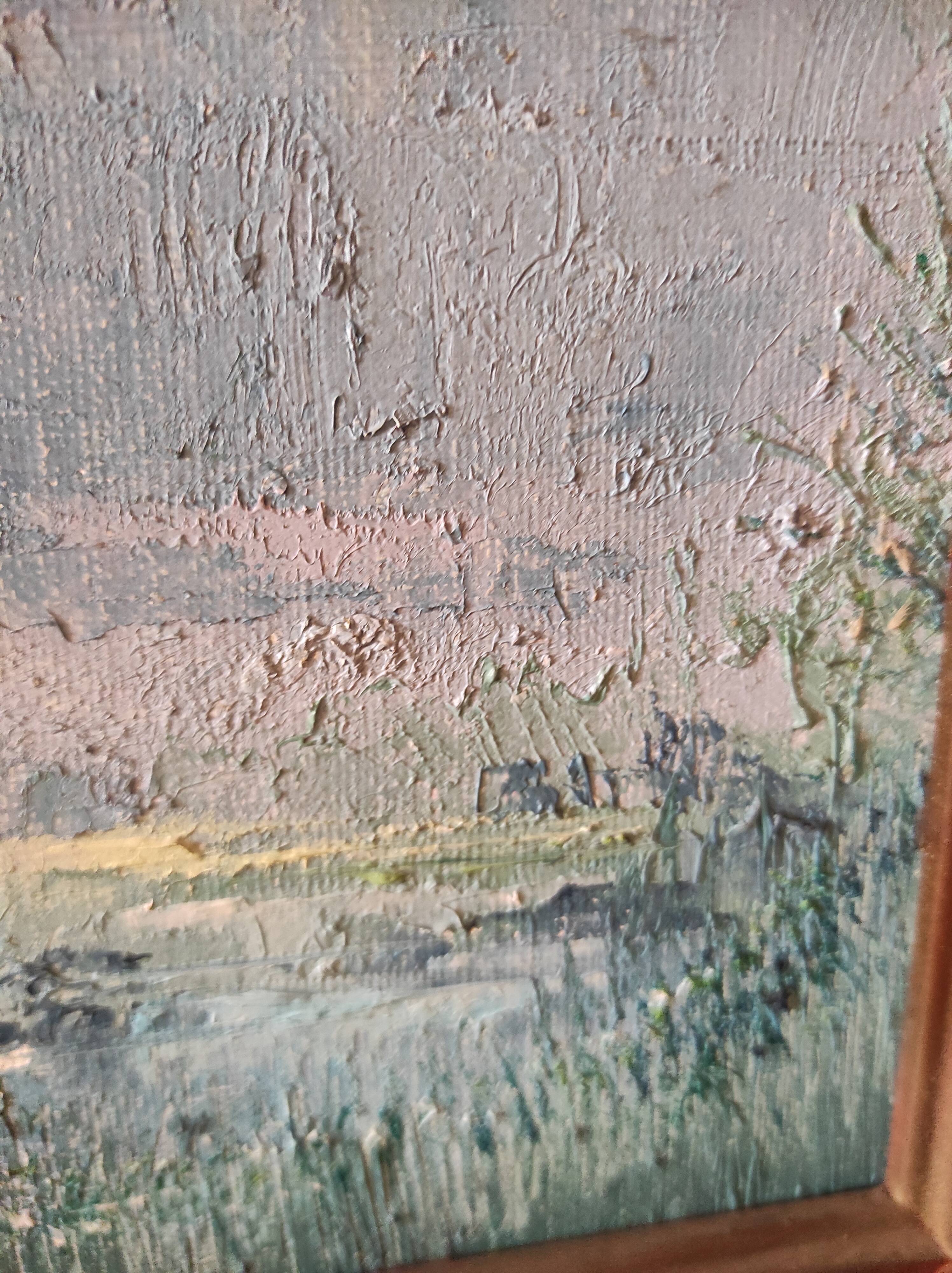 Vintage oil painting, "Les Matinés", signed Alain Schlawick