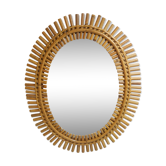 Oval sun bamboo and rattan mirror 60x48cm
