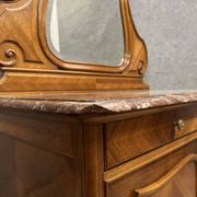 Superb Louis XV style chest of drawers with psyche doors in walnut marquetry circa 1880
