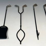 Fire Necessary Golf Model in Black Lacquered Metal and Chrome Golf Clubs