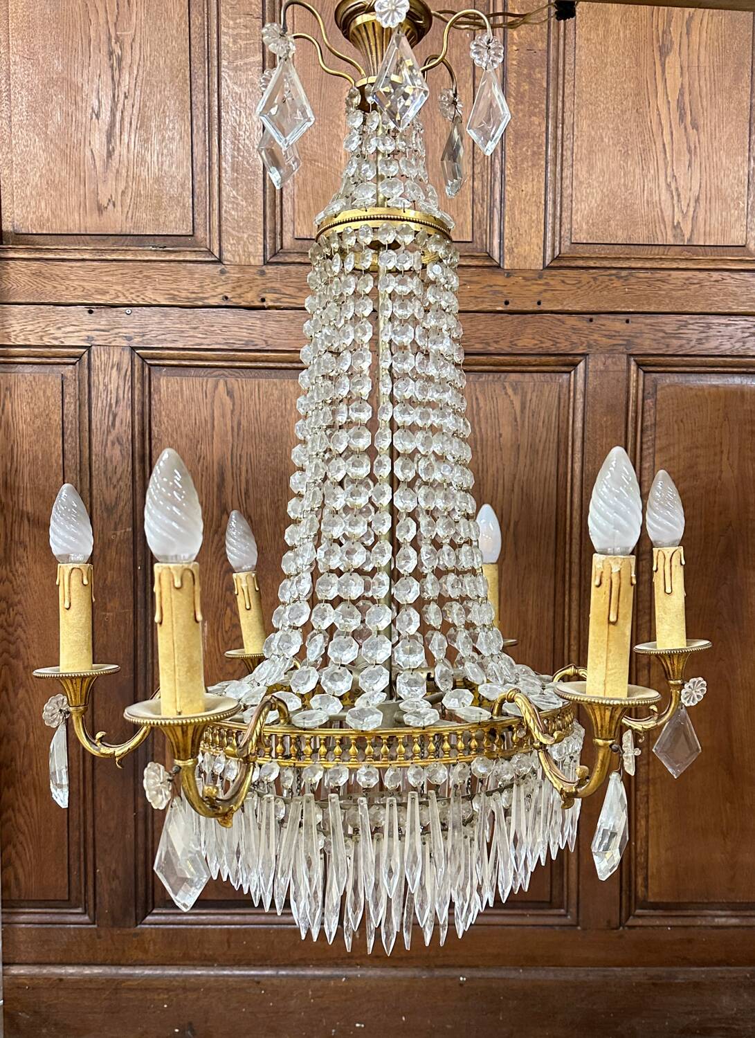 Louis XVI style hot air balloon chandelier with tassels