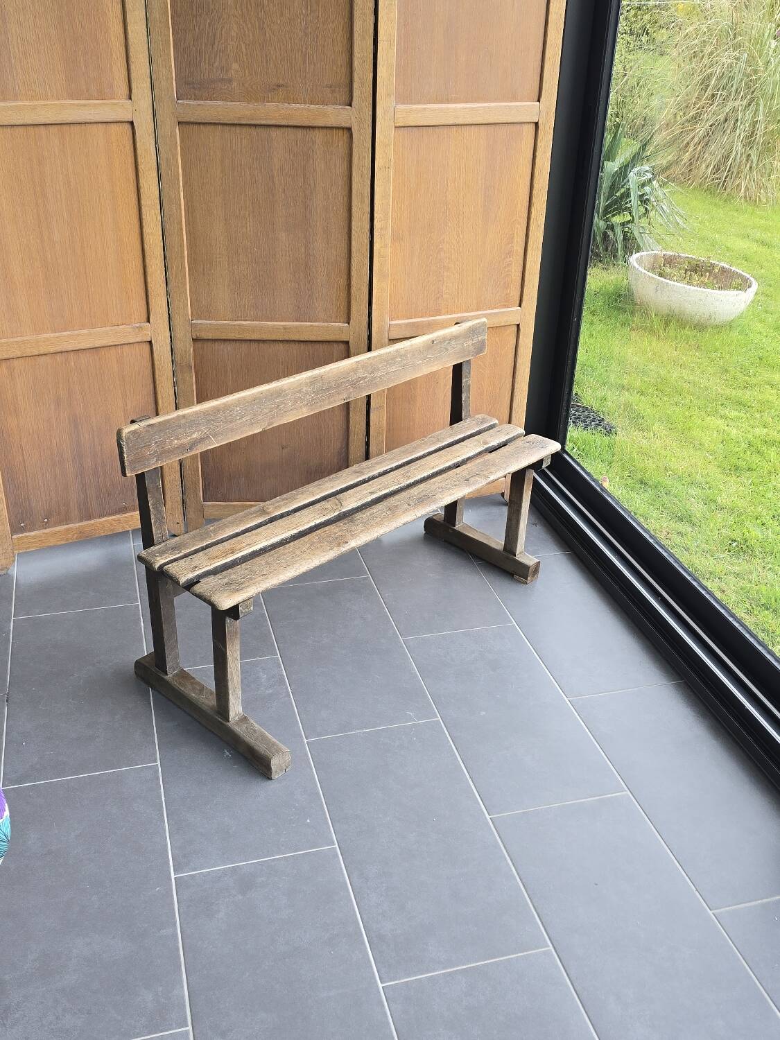 Old oak school bench