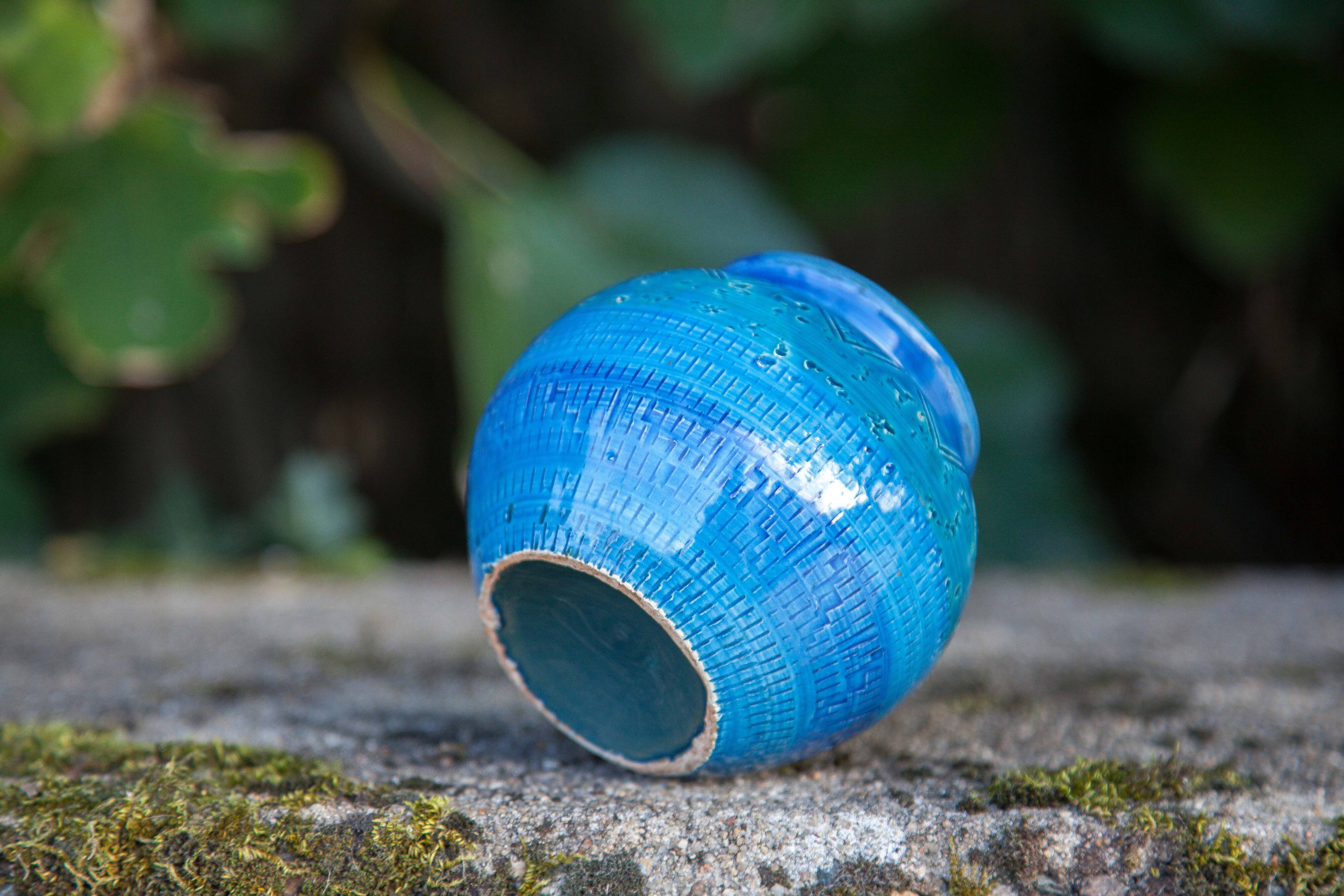 Aldo Londi ceramic for Bitossi, vintage vase, collection, Rimini blue vase, interior decoration