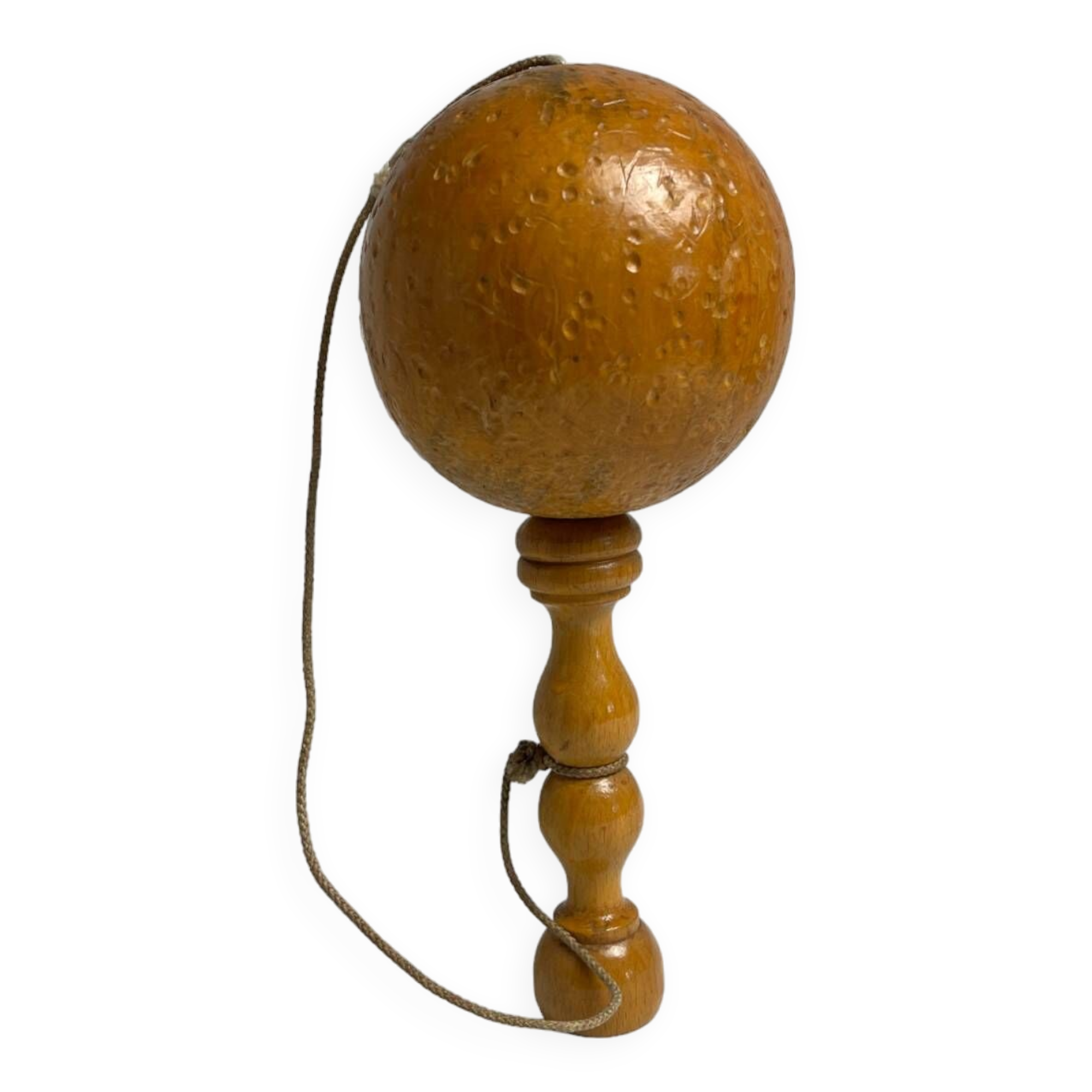 Old bilboquet toy in varnished wood 20th century