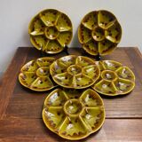 Oyster plates, set of six, earthenware, Gien