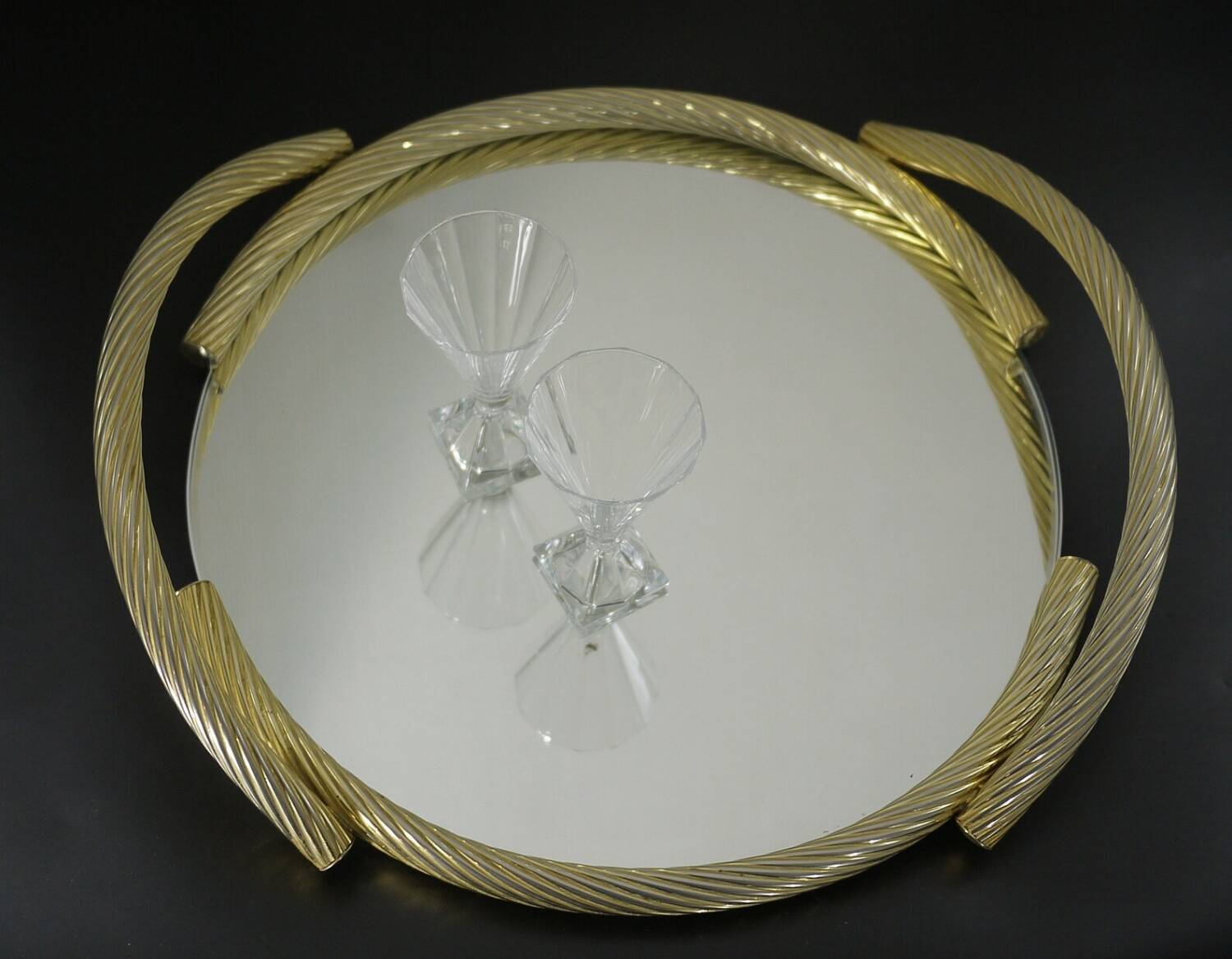 Gilded Rope Serving Tray, French Mirror Tray, Drinks Tray