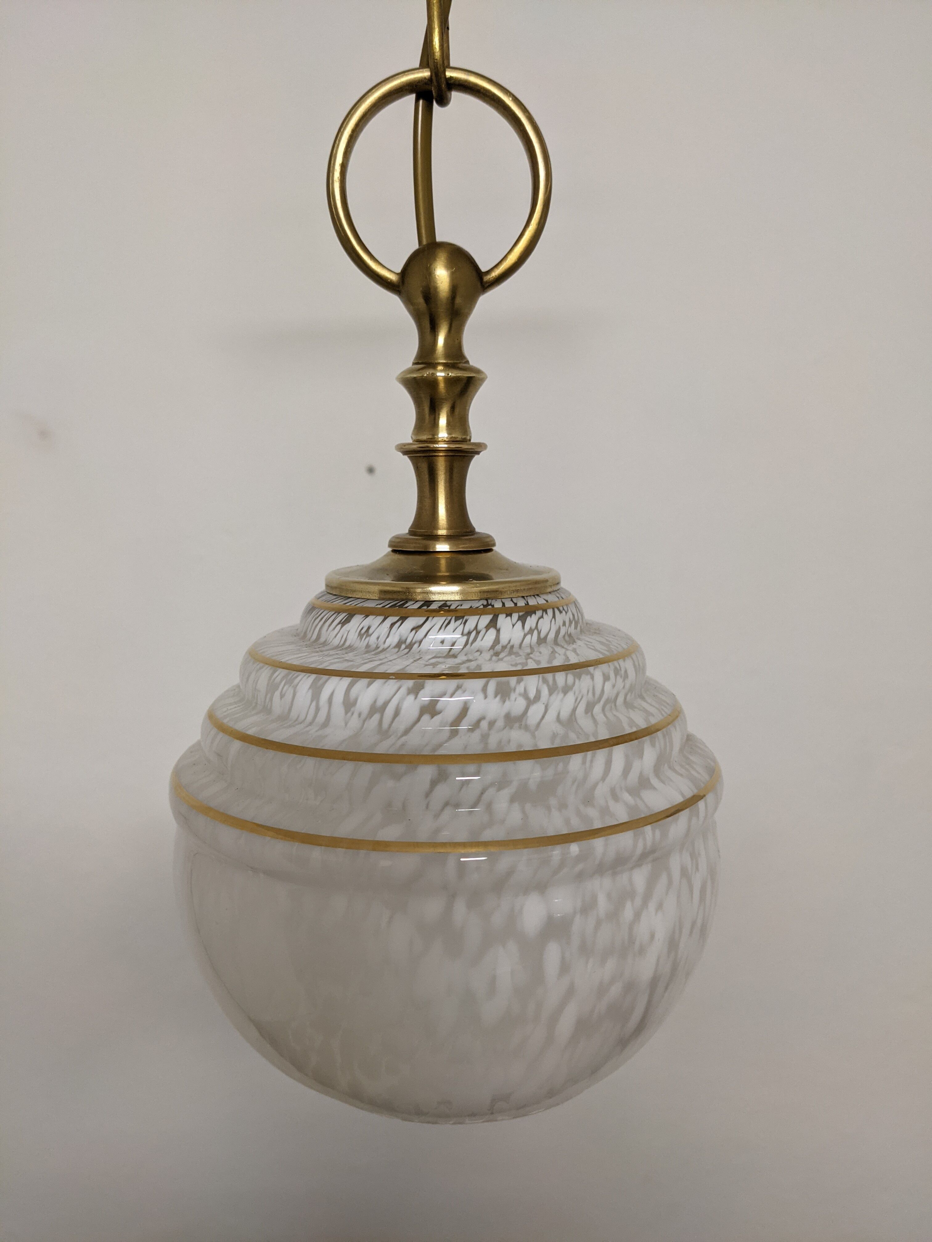 Vintage glass pendant lamp from Clichy