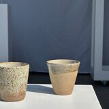 Set of 2 cups in Indonesian ceramic (brown & speckled glazed matte)