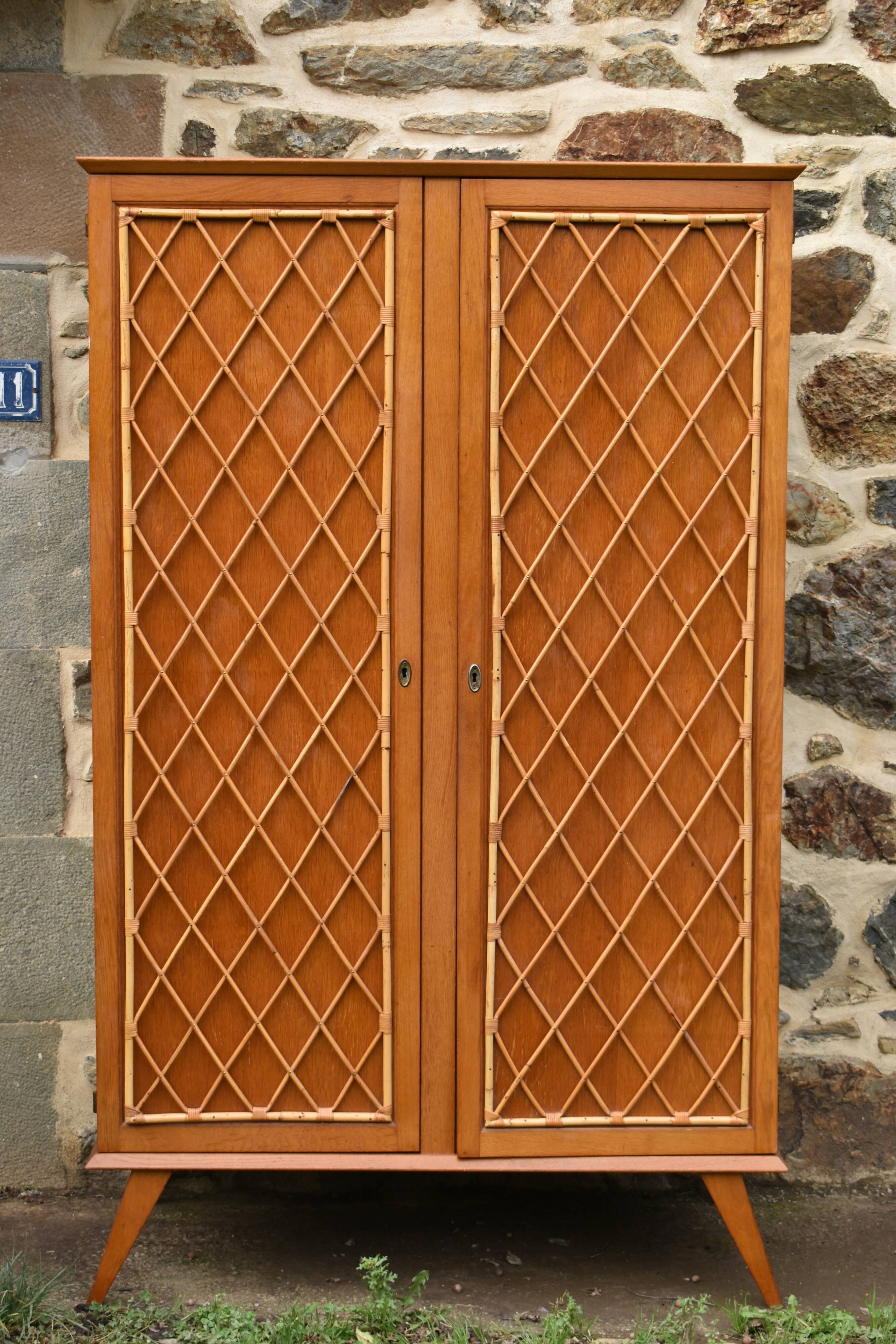 1960s rattan wardrobe