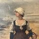 Oil on panel "Return from the fish market" 1900, genre scene
