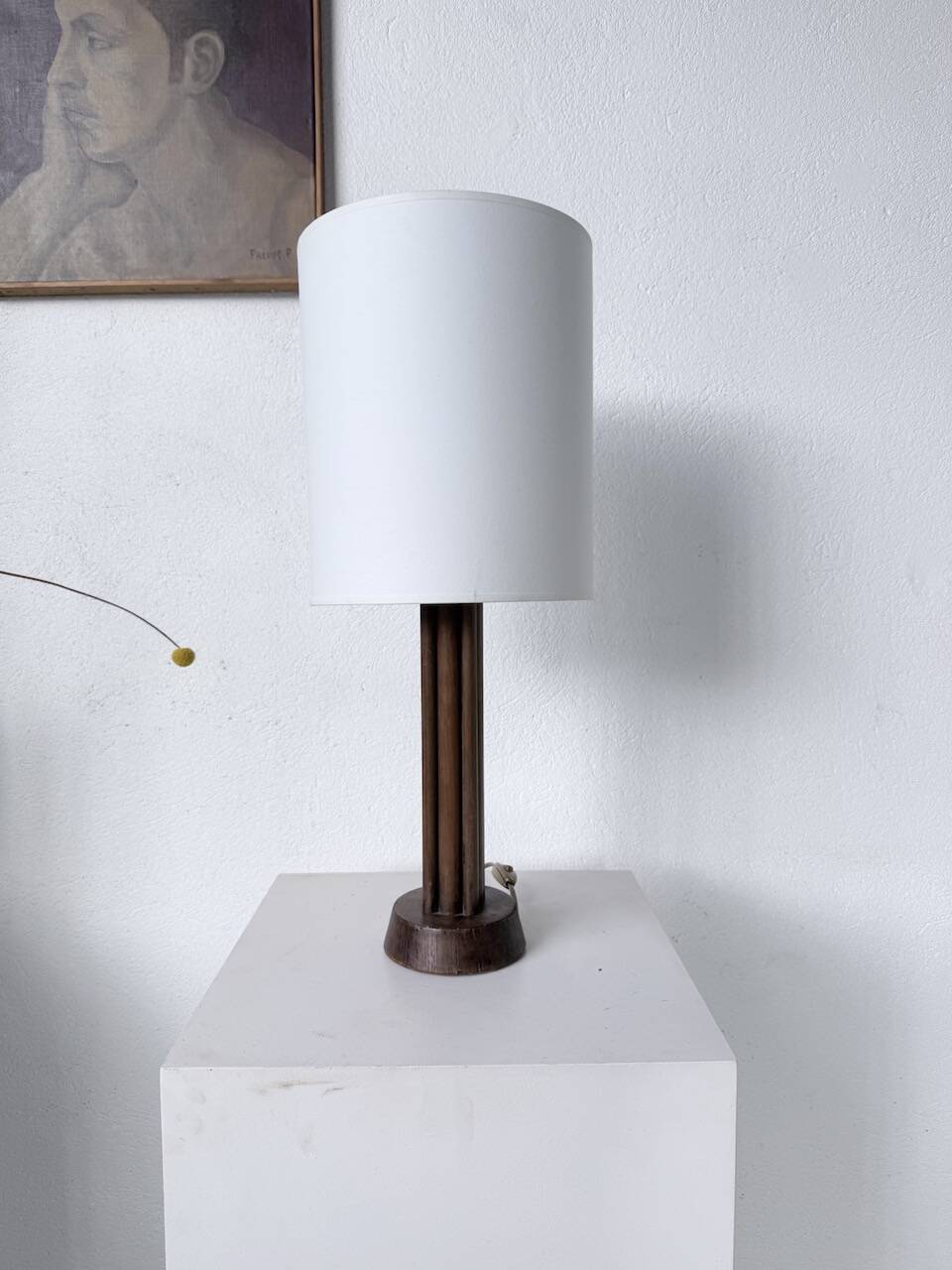 1940s Art Deco oak desk lamp