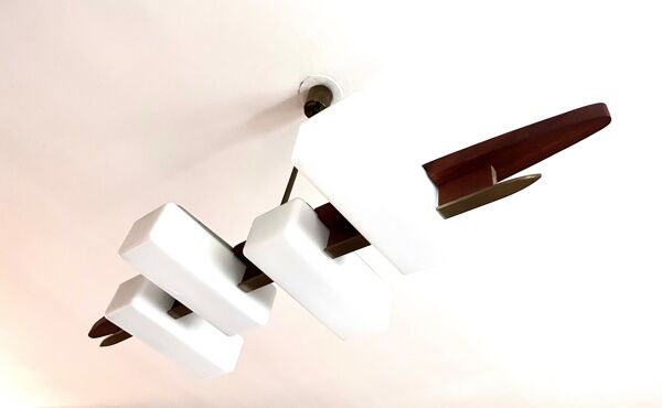 Lustre Lunel laiton et palissandre