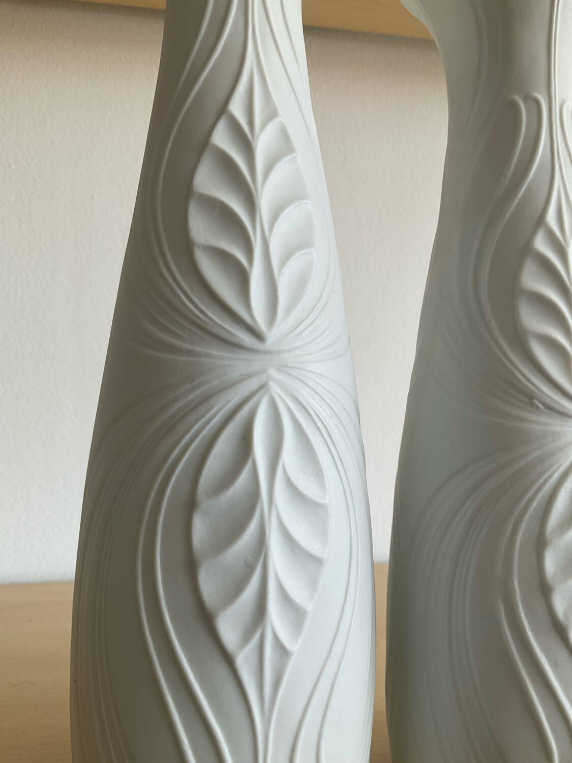 Trio of Op Art vases by KPM Germany in biscuit porcelain