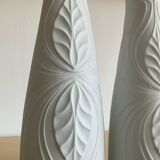 Trio of Op Art vases by KPM Germany in biscuit porcelain