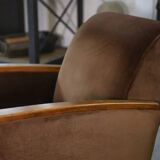 Pair of Art Deco velvet club chairs in the style of Jules Leleu, 1930s