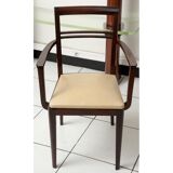 Paire de fauteuils bridge 1930 assise en cuir beige