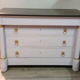 Empire Commode 19th Century - Couture Redesign "Marshmallow" & Gold Leaf
