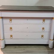 Commode Empire XIXe - Relooking Couture "Guimauve" & Feuille d'Or