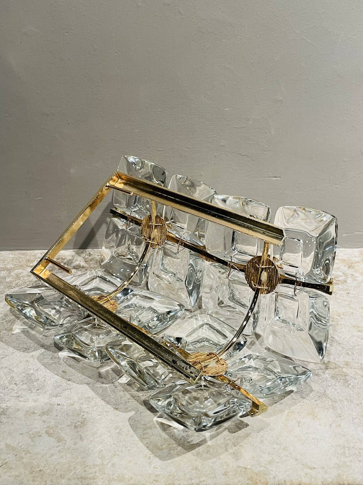 Pair of crystal wall lights in the Sciolari style.