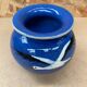 Old ball vase prod art ceramic blue decor storks alsace vintage
