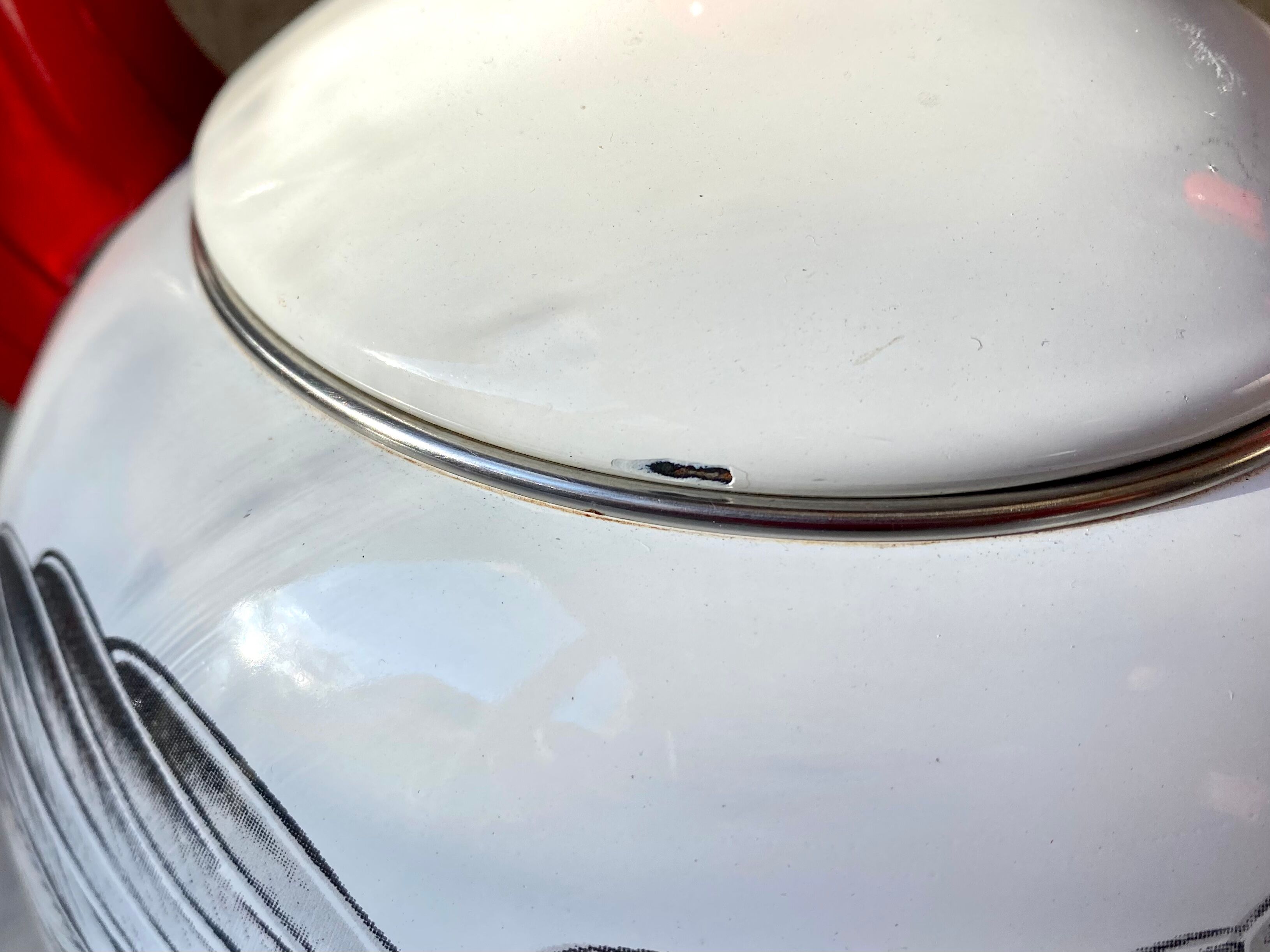 Kettle sheet metal enamel vintage 80s kamenstein decorations rooster