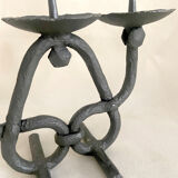 Brutalist beaten iron chandelier